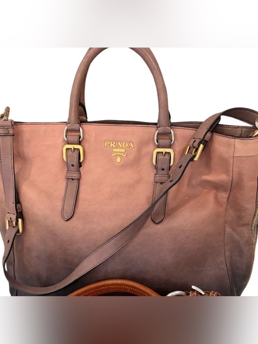 PRADA VITELLO DAINO LEATHER BAG - Picture 9 of 9